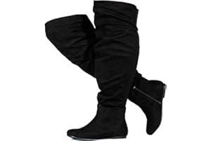 RF ROOM OF FASHION Women's Over The Knee Flat Heel Slouchy Boots (Available in Regular and Wide Calf)