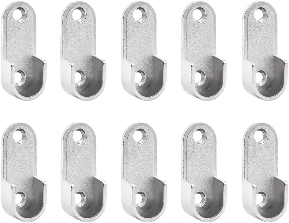 BTMB Oval Closet Rod End Supports Flanges Socket for 15x30mm Rods Pack of 10