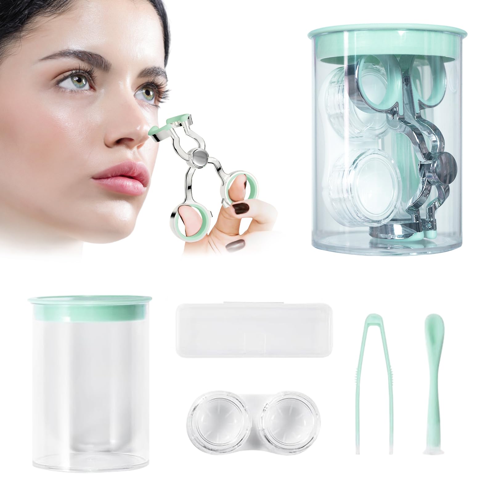 Photo 1 of MUNLIT Contact Lens Applicator Tool — Eye Contact Removal Tweezers, Scleral Lens Inserter, Contact Lens Case, Contact Lens Eyelid Wearingtool for Travel
