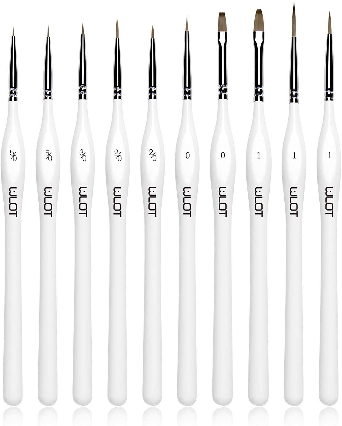 WLOT Fine Detail Brushes with Triangular Handles,10 Miniature Brush for Fine Detailing & Art Painting,Acrylic&Nail. Models,Watercolour, Miniatures,Oil, Wargaming Figures.