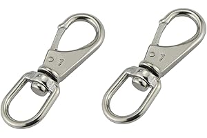 NRC&XRC 2Pack Stainless Steel 304 Swivel Eye Snap Hooks (3-7/16In x 1-3/16 Inch), Universal Marine Scuba Diving Clips, Hardware Spring Buckles for Bird Feeders/Pet Chains/Collars/Keychains and More M5(1#)