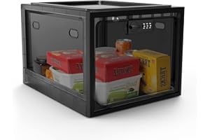 BOMKVIN Lock Box for Medicines, Food, and Electronic Devices - Ideal for Keeping Medications Safe Locker, Lunch Snacks Locked Up Cabinet and Jail Cell Phones in One Lockable Container (Translucent Black)