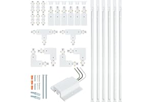 ZANIXOR 24ft H Track Lighting Rail Kit, White H Type Track Lighting Rails with Floating Canopy Connector, "I"&"L"&"T" Connector, End Caps and Live End Feed Connector for 120V H Style 3-Wire Track Heads