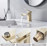 Luckyhome Brushed Gold Basin Mixer Tap with Pop Up Waste Square Chrome Brass view 3