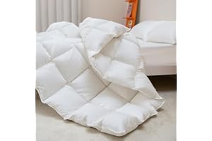 Bevink Feather Down Comforter King Size, Solid White All Seasons Bed Comforter, Filled with Feather and Down, Extra Fluffy Medium Warmth Duvet Insert with 8 Corner Tabs (106x90in)