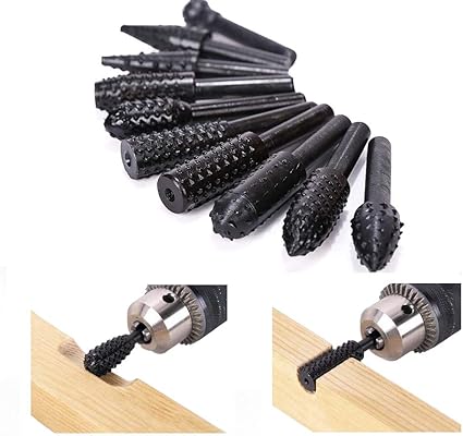 10 Stuck Bois Rape Set Rasp Set Bois Tige Kit De Fraisage Foret Perceuse Outils Sculpture Sur Bois Ponceuse Roue Ponceuse Cone Foret De Torsion De Tiges Pour Outils Rotatifs Amazon Fr Bricolage