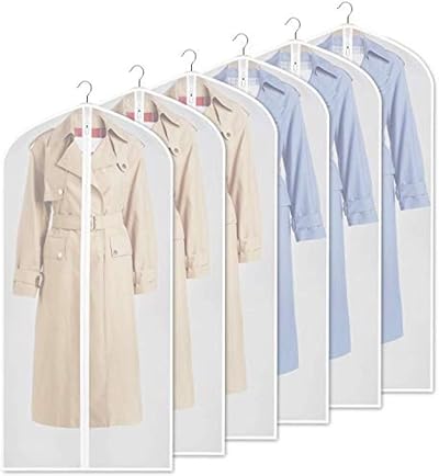 URMI Yibak Garment Covers Bag 6 Pack 60in Clear Suit Dress Storage Zipper