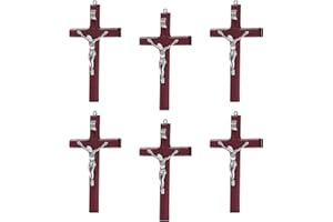 ZYFLSQ Crucifix Wall Cross, 4.7 inch Small Catholic Wooden Jesus Cross for Home Decor (6 pcs)