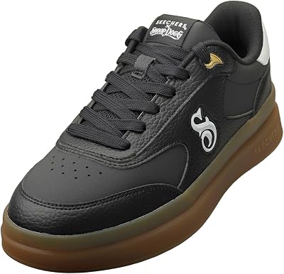 Courtside Cali DUDEZ - Tenis para Hombre, Color Negro Duraleather/Borde Blanco, Talla 9.5 de Reino Unido