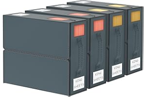 Aokeyee Bed Sheet Organizers and Storage - 4 Pack (Queen or King Size),Foldable Storage Box for Duvet Cover Set, Linen Closet Organizer for Bedding Clothes Blankets, Grey