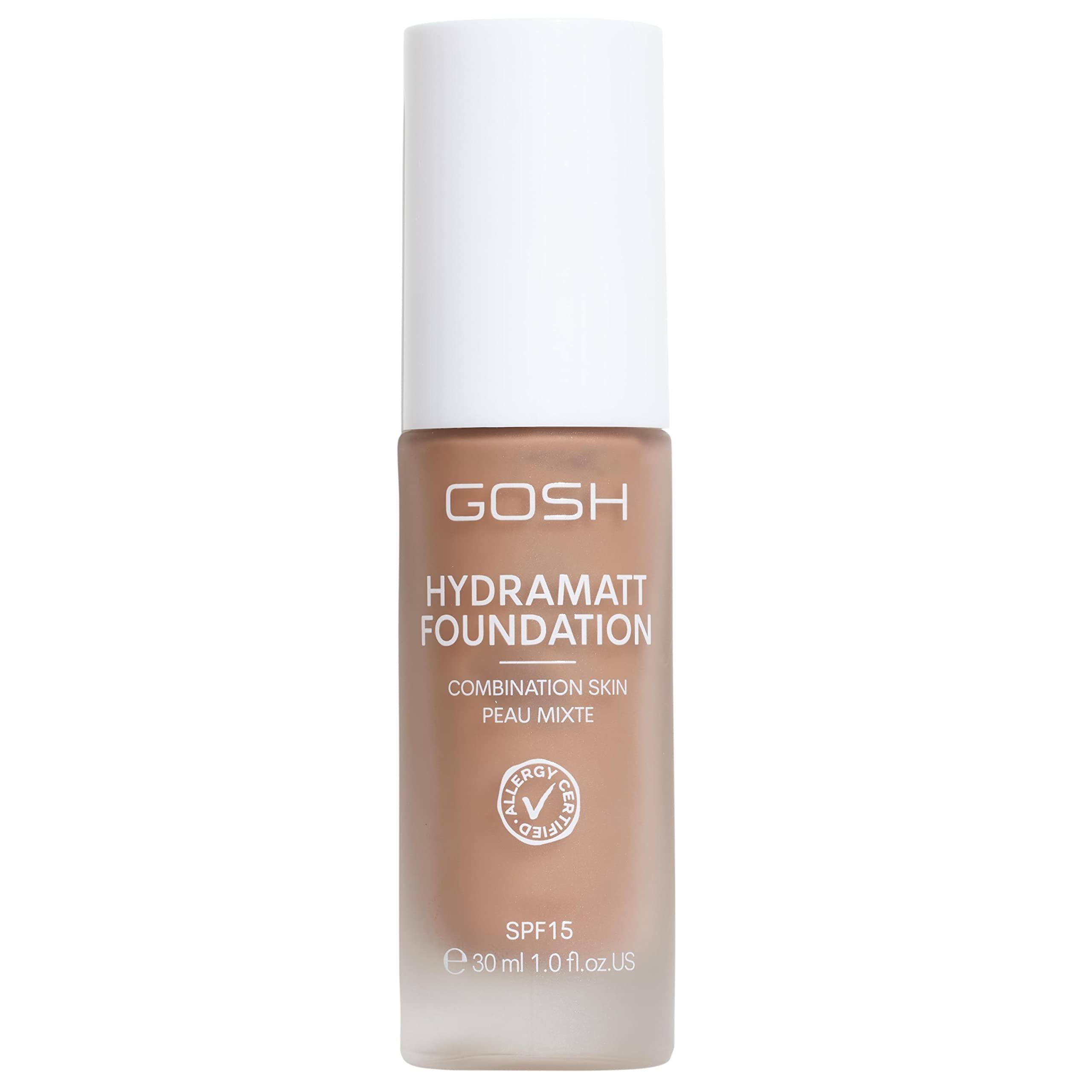 GOSH Foundation with SPF 15 for Light and Dark Skin, Vegan, Matte Makeup for Dry, Sensitive and Oily Skin, Smudge- and Sweat-Proof, Oil-Free, Adjustable Coverage, No Mask Effect, 012R