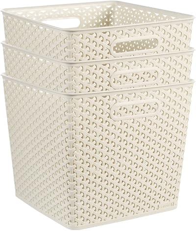 Curver My Style Square Rattan Box Set White 3 x Square 25 L capacity