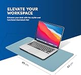 Desiretech Reversible Office Desk Mat Large 43 x 89 cm Light Blue/Silver view 2