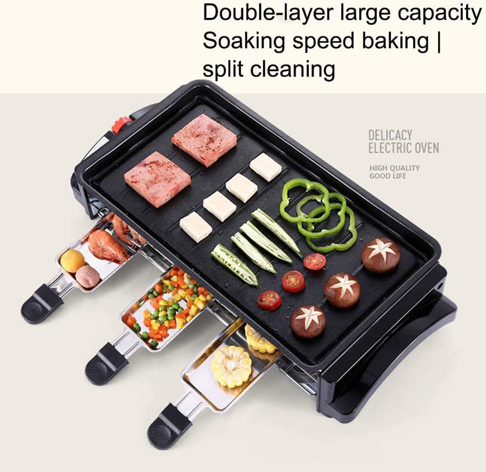 review Mijiang Portable Electric Grill, Electric Barbecue Grill, Adjustable Thermostatic Heat Control | Large Square Non-Stick Cooking Surface | 1200W