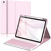 Ynaize for iPad 11th 10th Generation Case with Keyboard - Magnetic Wireless Detachable Keyboard Case Stand Folio Cover with Pencil Holder for iPad 11 inch A16 2025 & 10th 10.9" 2022 (Light Pink)