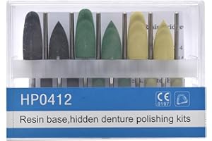 Angzhili 12Pcs Dental Resin Base Hidden Denture Polishing Kits HP0412,Resin Brigework Polishing Kits for Low-Speed Handpiece