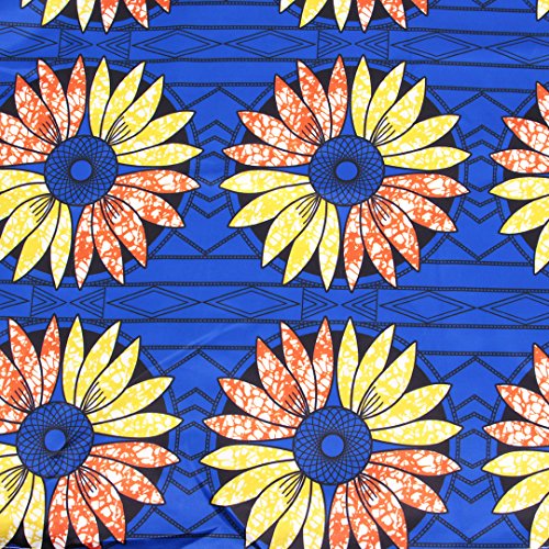 Novia's Choice Women African Floral Print Pleated High Waist Maxi Skirt Casual A Line Skirt(Blue Flower) - Thumbnail 4