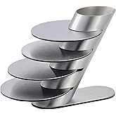 Cup Coasters, Newness Cup Coasters Set with Decorative Rack, Stainless Steel Tabletop Display Round Cup Coaster with Holder, Silver, Set of 4
