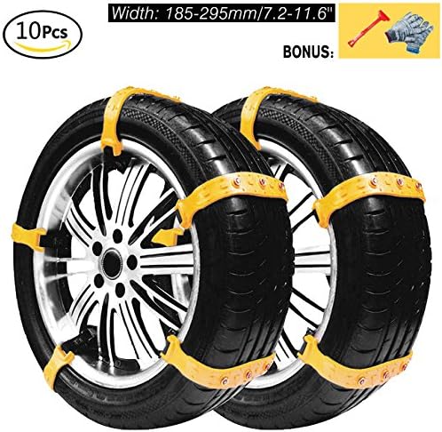 Snow Chains, Anti-skid Tire Chains Anti Slip Snow Tire Chains for Cars and SUVs (10 Pcs/Set)