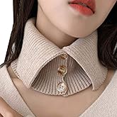 YEKEYI Knitted Fake Collar for Women - High Lapel Wrap Button Choker Detachable Collar