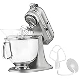 KitchenAid Artisan Series 5 Quart Tilt Head Stand Mixer with Pouring Shield KSM150PS, Contour Silver