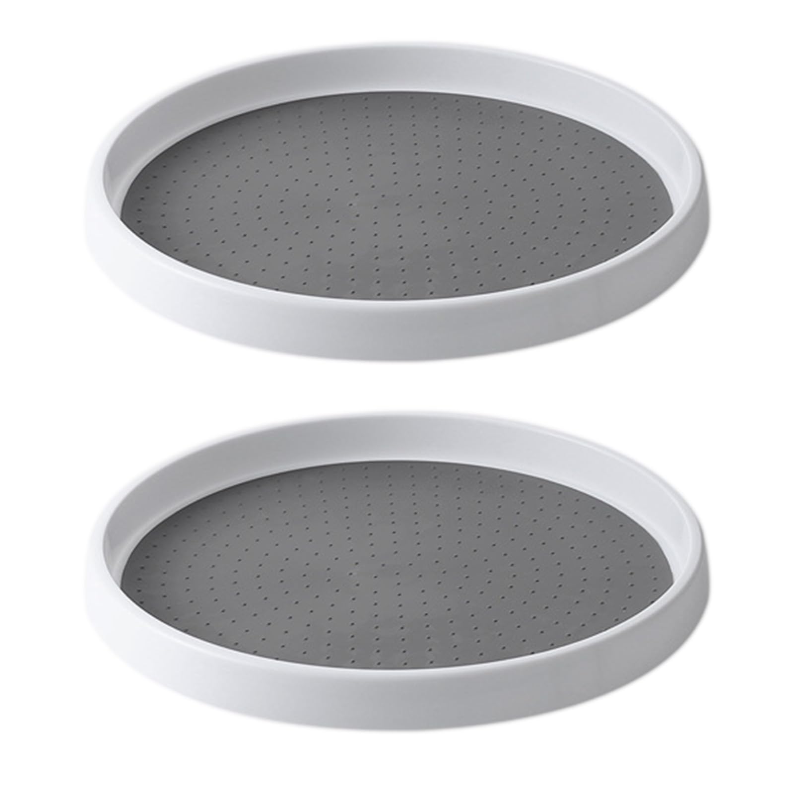 LOLYSIC 2 Pcs Lazy Susan Cupboard Organiser, 25cm 9.8" Lazy Susan Turntable Rotating Spice Rack Condiment Holders for Kitchen Cupboard Cabinet Fridge