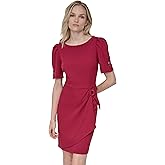 DKNY Womens Short Sleeve Mini Sheath Dress