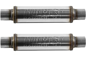 TAKAO Flowmaster 71415 Flow Fx Muffler (2 Pack), 2.25 In/Out - Round Body - Moderate Sound - Stainless Steel