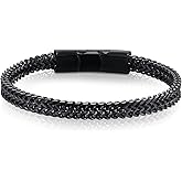 LUCKY2+7 Bracelets for Men-Stainless Steel Magnetic Clasp Franco Chain Mens Bracelet