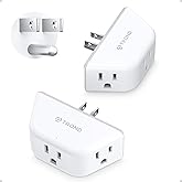 TROND Multi Plug Outlet Extender 2 Pack, Outlet Splitter for Bathroom | No Blocking with 3 Way Angled Design, ETL Listed, Cruise Essentials, Small Multiple Plug Adapter for Kitchen Office, White