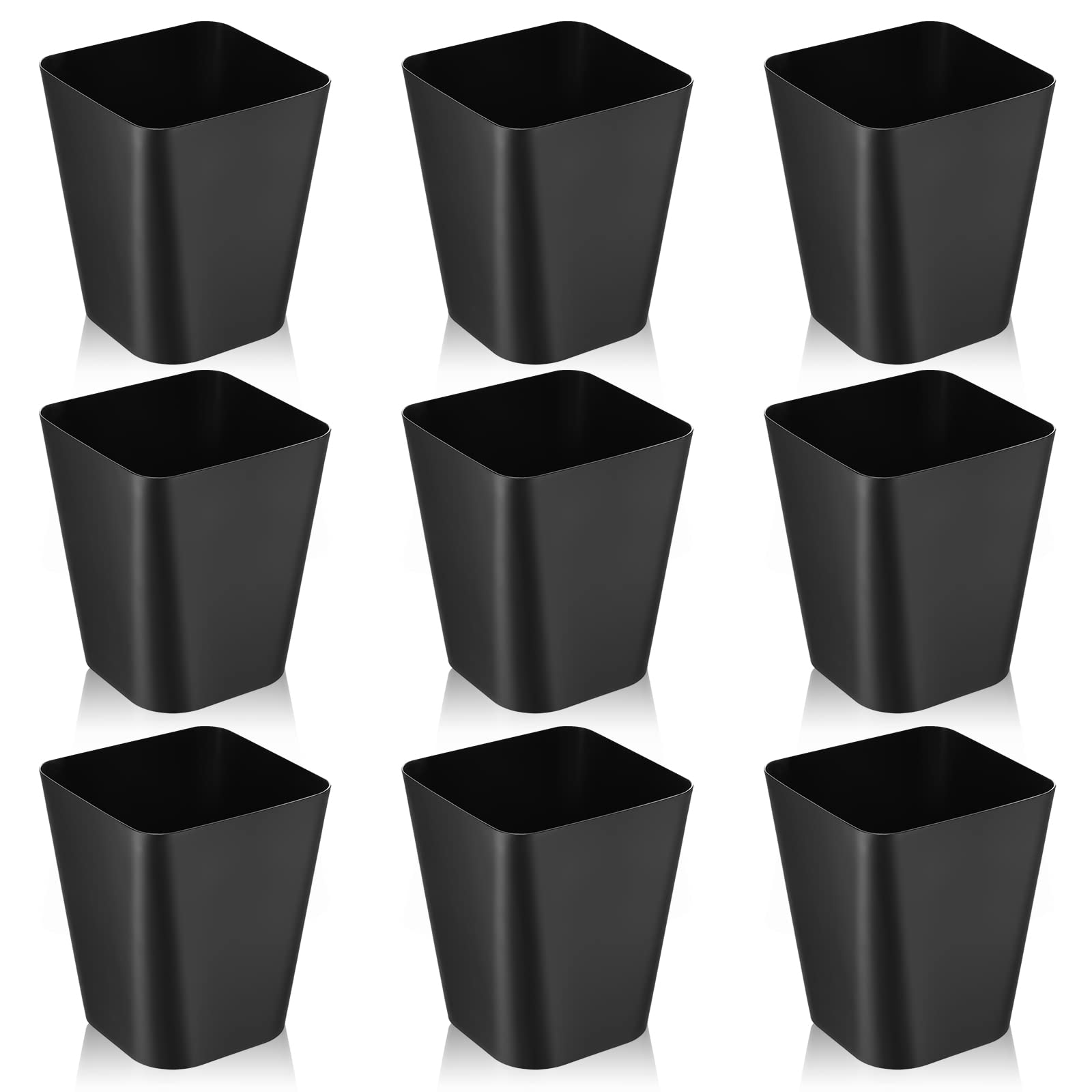 Photo 1 of Hoolerry 9 Pieces Garbage Can 2 Gallon Small Trash Cans Bulk Bathroom Trash Bin Plastic Wastebasket Square for Bedroom Slim Bathroom Trashcan Small Container for Kitchen Office Home Rooms(Black)