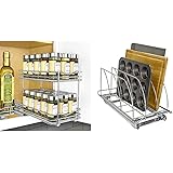 Lynk Professional Slide Out Double Spice Rack Upper Cabinet Organizer, 6-1/4" & Professional Slide Out Cutting Board, Bakewar