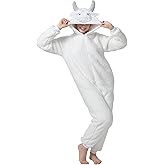 dressfan Unisex Fuzzy Snow Monster Halloween Costume Christmas Onesie Pajamas for Women & Men