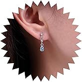 Erimberate Bohemian Teardrop Crystal Dangle Earrings Silver Crystal Cz Drop Earrings Tiny Water Drop Cz Earrings Teardrop Rhinestone Stud Earrings Jewelry for Women Gifts