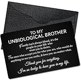 Mhfpl To My Unbiological Brother Wallet Card, From Sister Brother for Brothers Engraved Black Metal Wallet Insert Card, Thank You Card, Graduation Wedding Birthday Deployment Gifts for Brothers buddy