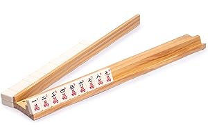 Yellow Mountain Imports 18-Inch Natural Pine Wooden Mahjong Racks with Pushers - Set of 4 (Racks with Pushers Only)