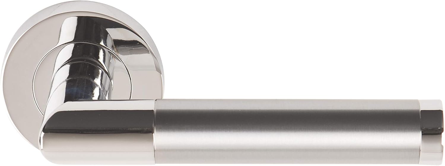 Excel DH3675 Athena Passage Door Handles on Round Rose, Duel Polished/Satin Chrome, Silver - Image 3