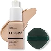 PHOERA Full Coverage Foundation, Matte Liquid Foundation for Mature Skin | Waterproof, Oil Control, Long Lasting Buildable Coverage, Soft Matte Finish, for Oily, Combination and Mature Skin