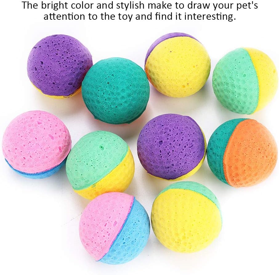 HEEPDD Cat Latex Balls, 10pcs Colorful Foam Play Toy for Cats Dogs, Puppies, Kittens, Interactive Pet Toy - Image 4