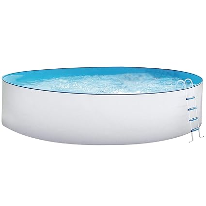 Stahlwandbecken Weiss Pool Schwimmbecken Luxusbecken 4,50 m x 1,20 m inkl. Bodenschienen, Handläufe, Innenfolie + Einbauskimm