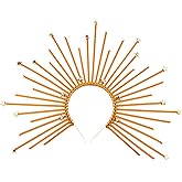 Halloween Mary Halo Spike Crown Headband Star Queen Crown Sunburst Goddess Star Halo Gold Headpiece for Halloween Cosplay Gothic Hair Accessories