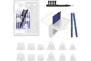 JTJEI Hearing Amplifier Accessories Kit, Cleaning Tools Compatible with Audien Hearing Aid, 6 Sizes of Silicone Domes, Wax Guards, with Cleaning Brushes