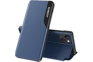 Phone Case Compatible with iPhone 15 Case Flip Leather Cover Clear View,With Kickstand Phone Case Smart Window Hard Flip Shoc