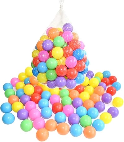 RAM Multicoloured Soft Plastic Play Pit Balls with Clear Carry Bag 100
