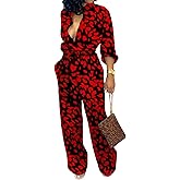 SxClub Jumpsuits for Women Formal Sexy Elegant Long Straight Pants Busineess Party Jumpsuit with Belt Pockets
