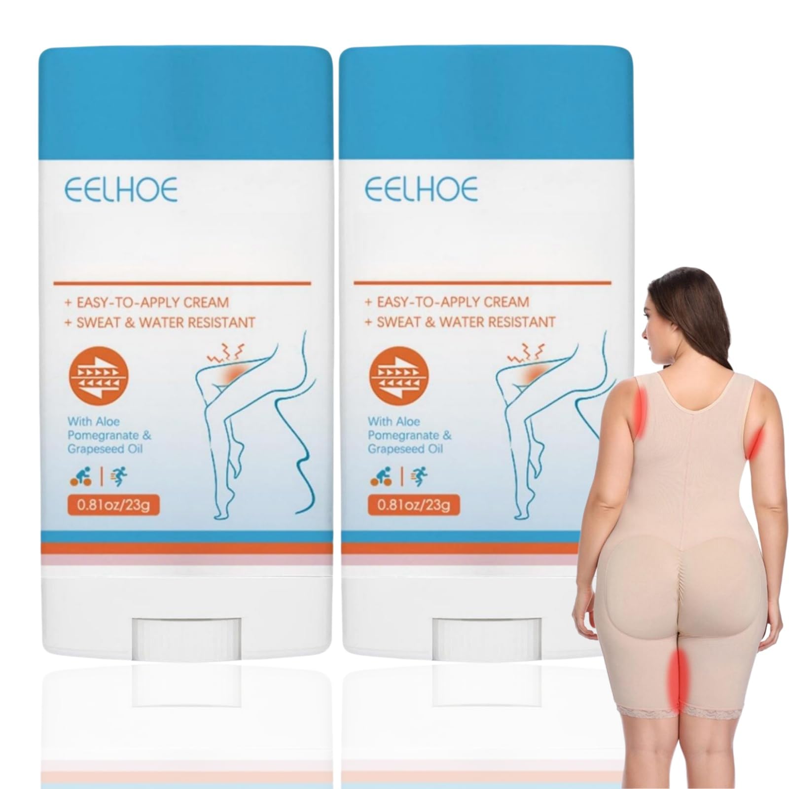 HIVETZ 2PCS Anti Chafe Stick,Anti Chafing Cream,Anti Friction Cream,Anti Chafe Balm,Glide Anti Chafing Stick,Anti Friction Stick,Thigh Rescue Anti Chafe Balm,Thigh Prevention Cream for Women