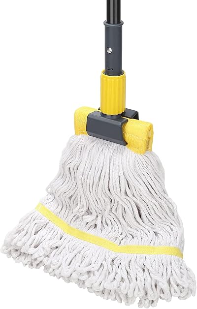 KeFanta Commercial Mop Heavy Duty Industrial Wet Mop 146cm Handle Jaw Clamp