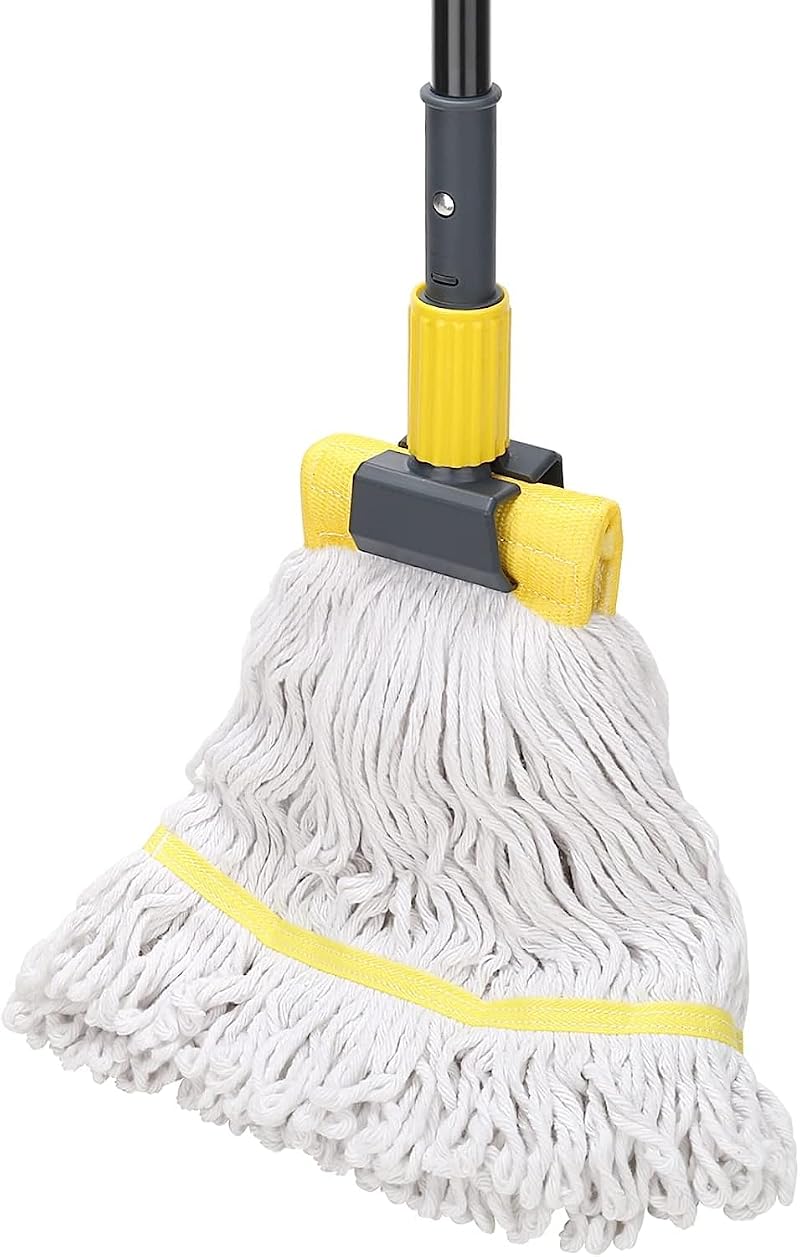 KeFanta Commercial Mop Heavy Duty Industrial Wet Mop 146cm Handle Jaw Clamp