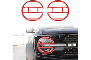 POETRYXIAO Bronco Headlight Guard Cover for 2021-2023 Ford Bronco,Headlight Lamp Trim Protector for Bronco Accessories (Red)