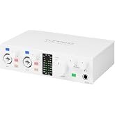 TOPPING E2x2 OTG USB Audio Interface - Ultra-Linear Preamp &amp; Powerful Headphone Amp,Optical Output, Dual Mobile Streaming, Zero-Latency, 192kHz/24bit Recording, PC/Mobile Compatible(White)